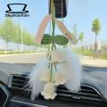 Hand-woven Pendants 2 Pcs Flores Convallariae Knitted Contrast Color Soft Fabric Diy Material Shoulder Bag Schoolbag Decor Car Interior Pendant Meaningful Gift Pendants. 