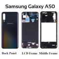 Full Body Housing Set for Samsung Galaxy A50 Includes Front LCD Frame, Middle Bezel, and Back Panel. 