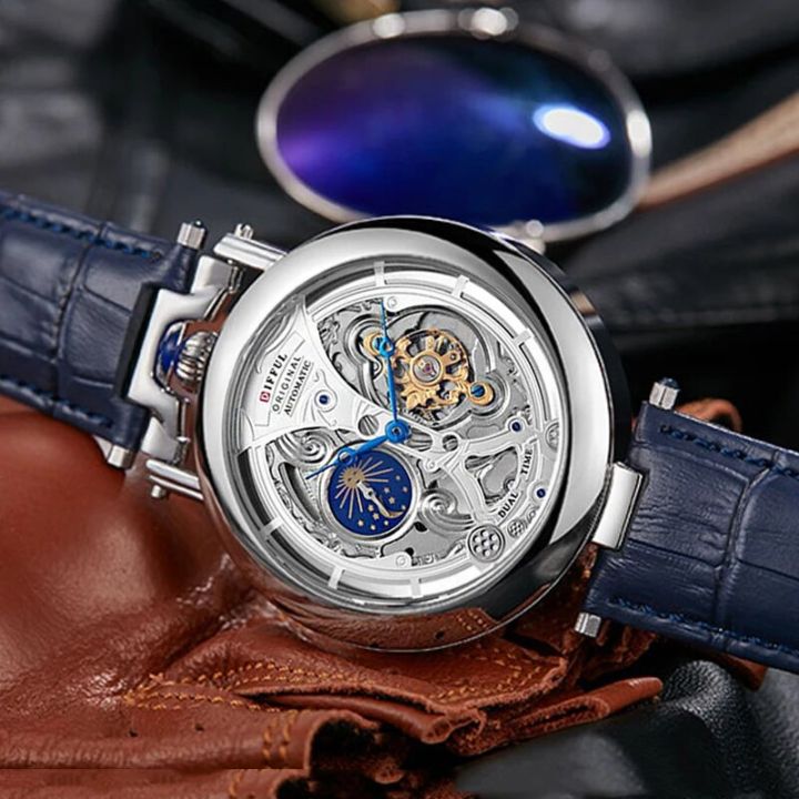 Tourbillon Hollowed Mechanical Wristwatch Watch Men Automatic Moon