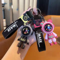 Cartoon Lightning Bear Keychain Cute Astronaut Bear Doll Keyring Bag Pendant Couple Car Keyholder. 