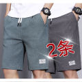 Summer Men's Ice Silk Shorts Thin Sports Quick-Drying Knee Length Pants Casual Pants Beach Five Points Large Trunks1/2-Piece.