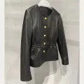 Natural Leather Women Lambskin Leather Jacket Long Sleeves 100% Sheepskin Leather Coat H8220. 