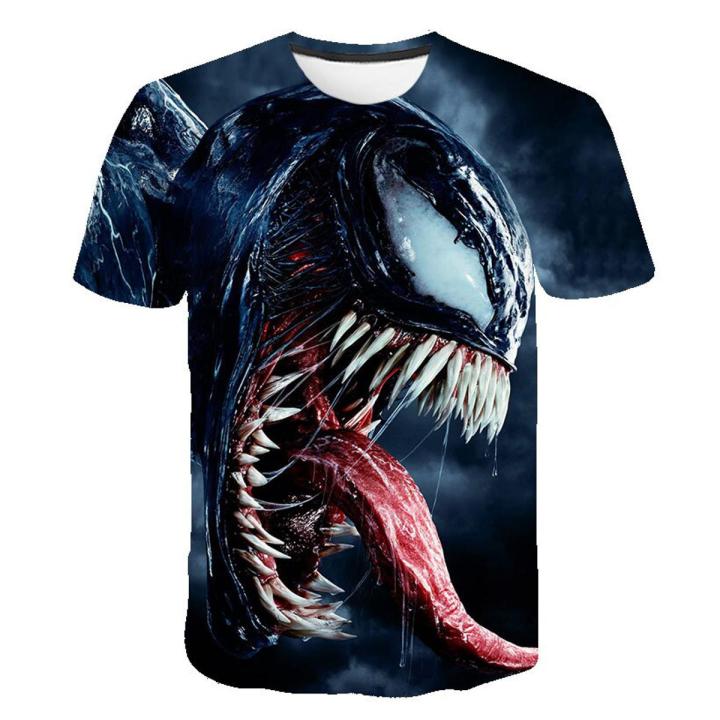 Marvel Boys Clothes 2023 New Kids Summer Venom Print Boy Short Sleeve T-shirt 3D Print T Shirt Casual Breathable Funny T Shirts