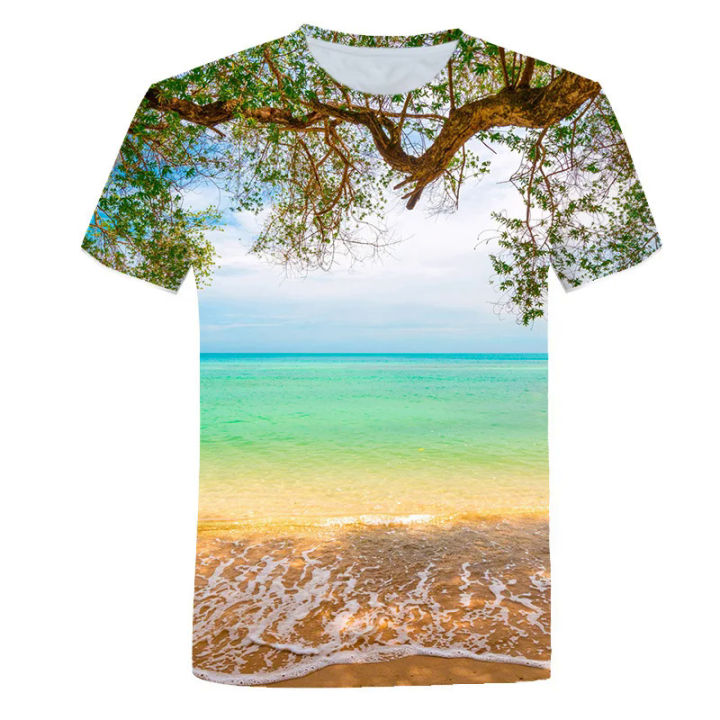 Fashion beach vacation casual style men women kids T shirts 3D printed ocean pattern breathable lightweight summer sports tops