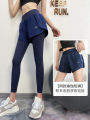 Fitness Pants Women's High Waist Shaping Fake Two-Piece Fitness Sports Outerwear Pilates Small Internet Celebrity Running Pants. 