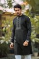 Masculine Black Semi Fit Casual  Panjabi For Men. 