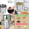 New product Compost Bin, Peel Bucket for Home Kitchen, Odorless Compost Bucket for Kitchen Food Waste, with Handle and 2 Charcoal Filters, 5 Liters, Easy to Clean - silver. 