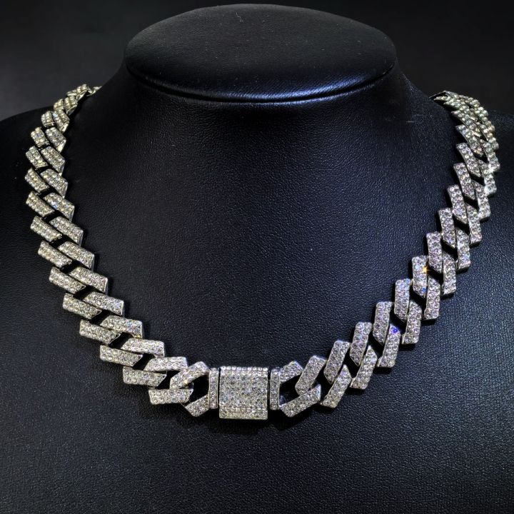 Cuban Chain,Hip Hop Iced Out Bling Alloy Gold Silver Color Hip hop Necklace For Men With Chains