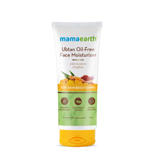 Mamaearth Ubtan Oil-Free Face Moisturizer with Turmeric & Saffron for Skin Brightening- 80 ml