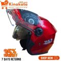 STM Premium Open Face Motorcycle Helmet with Visor - High-Quality Helmet for Men and Women, Available in Red/Black, New. 