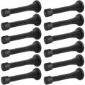 12 Pack Black Spring Door Stops Flexible Spring Door Stopper with Low Mounted Black Rubber Bumper Tips.