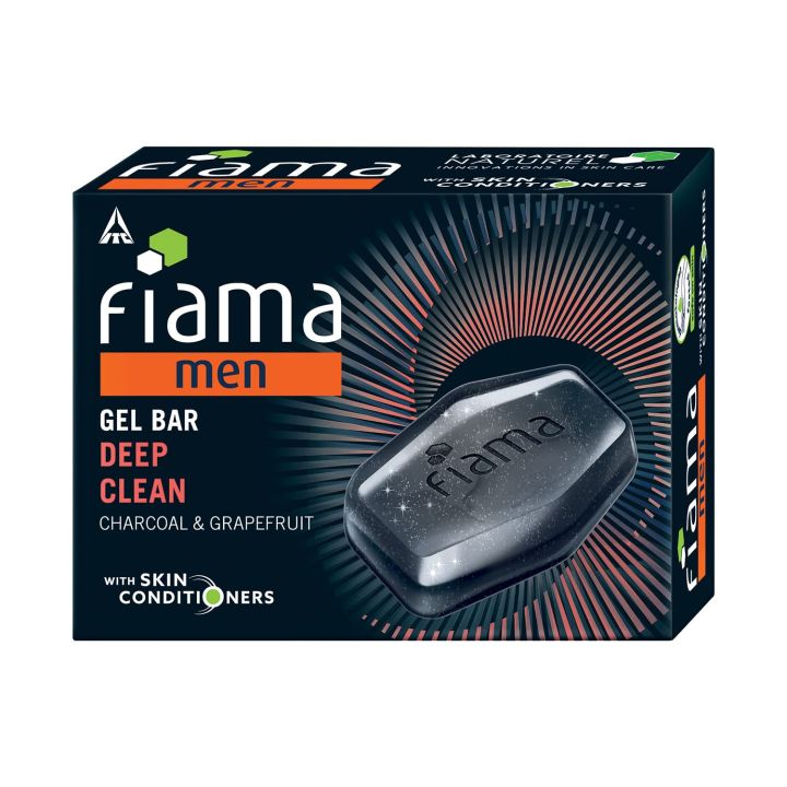 Fiama Men Deep Clean Gel Bar, With Charcoal, Grapefruit & skin conditioners, 125g soap