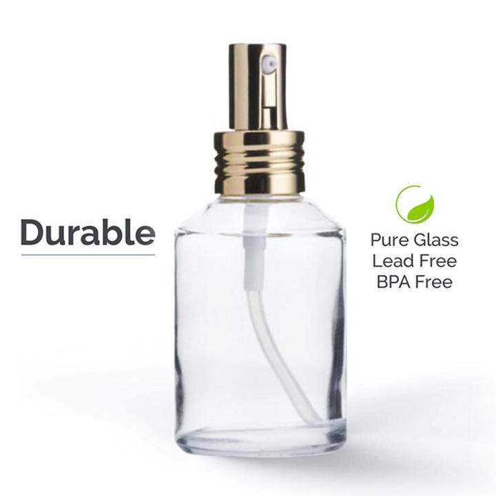 100ml Glass Spray Bottle 3.5oz Empty Fine Mist and Refillable Mister Travel Size Bottle for Cleaning Solutions Essential Oil Sprayer with Nozzle and Cover