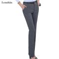 Lenshin Plus Size Formal Adjustable Pants for Women Office Lady Style Work Wear Straight Belt Loop Trousers Business Design.