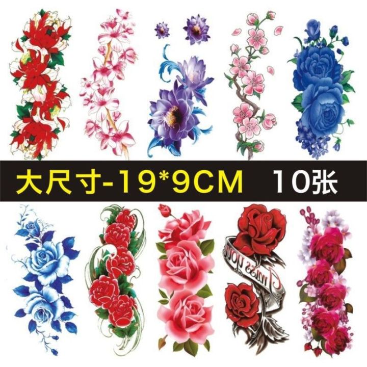 Miss%20Meow%20Colorful%20Flower%20Tattoo%20Sticker%20Waterproof%20Female%20Lasting%20Vertical%20C-section%20Scar%20Covering%20Tattoo%20Sticker%20-%20Image%205