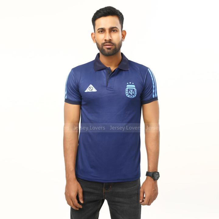 Argentina World Cup Navy Blue Three Star Polo T-Shirt-Jersey 2024