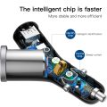 【happy one】Baseus Car Charger Dual USB Phone Charger USB Charger for Phone 2 Port Fast Car Charger for iPhone Samsung.