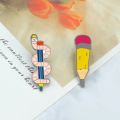 Kids Creative Enamel Pins Childhood Funny Flip Phone Twisted Pencil Schoolbag Brooch Anime Camera CDs Badge Jewelry Student Gift.