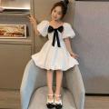 Korean Girls Puff Sleeve Dress Cute Princess Dress2022New Summer Western Style Cake Dress Kids' Skirt. 