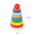 Wooden Puzzle Kids Toys Rainbow Tower Pyramid Nesting Stacking Shape Games Montessori Early Education Diy Toys for Children Gift.