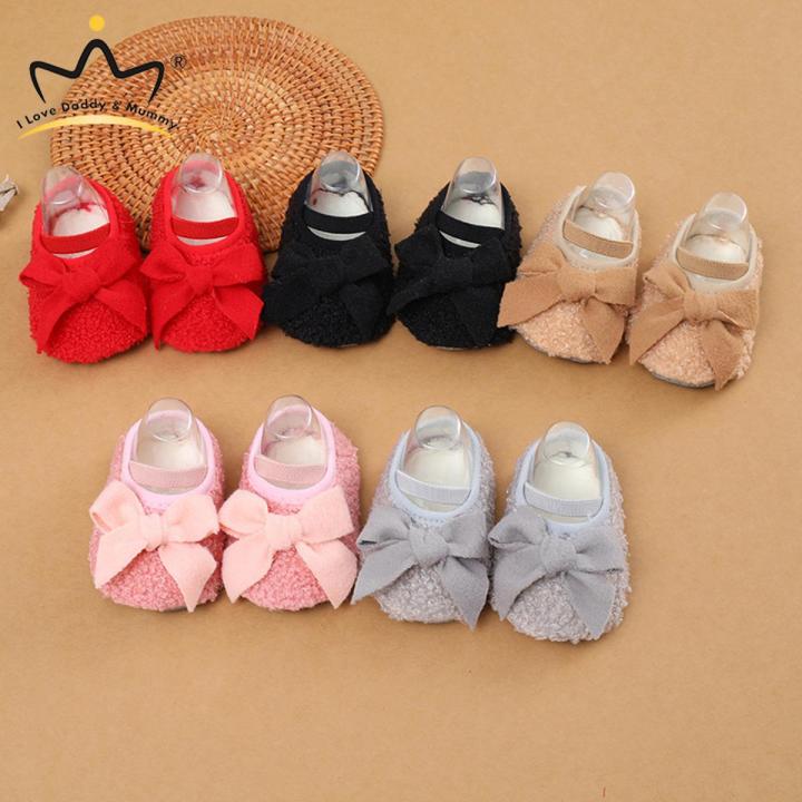 2Pcs Newborn Baby Girl Bow Shoes Headband Set Soft Sole Mary