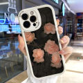 AMORVOR for Xiaomi 12 Lite 5G Back Cover Pink Rose PU Leather Case Soft Silicone Edge Mobile Cover.