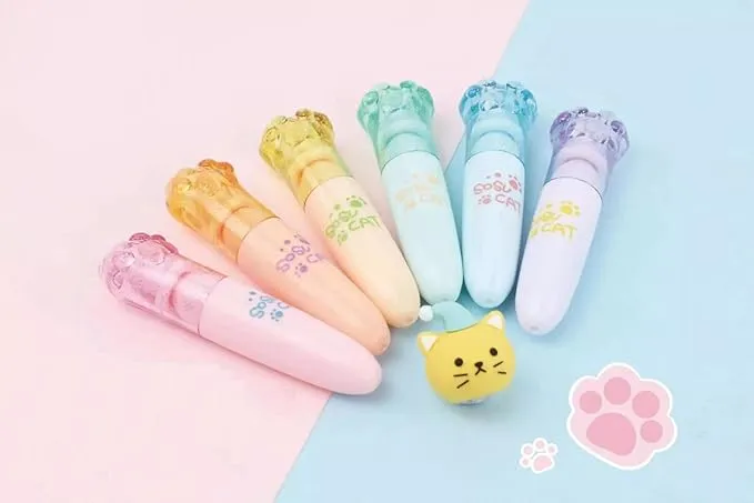 6Pcs%20Cute%20Cat%20Paws%20Shape%20Highlighter%20Pen%20For%20Office%20School%20St4522,Multi-coloured%20-%20Image%202