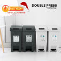 Locaupin Two Way Opening Press Foot Pedal Type Waste Basket Recycling Garbage Container Side to Side Compartment Bin. 