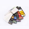 Superior Solid Water Colour Cake Pigmented 25 Color Set With Water Brush Pen Foldable Travel Watercolor Painting Set.