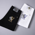 2022Spring and Summer Embroidered Jeans Men's European Station Korean Style Slim-Fitting Ankle-Tied Stretch Fashion European Goods Men's Pants.