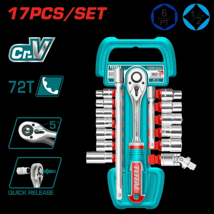 Total tools 17 Pcs 1/2" socket set 10 : 24 mm - THT121171 | Daraz.com.bd