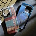 Magnetic Kevlar Carbon Fiber Pattern For iPhone 16Pro 15 Pro Maxhappy 14 13 12 Pro Plaid Personalized Phone Case For 12 13 14 Pro Max.