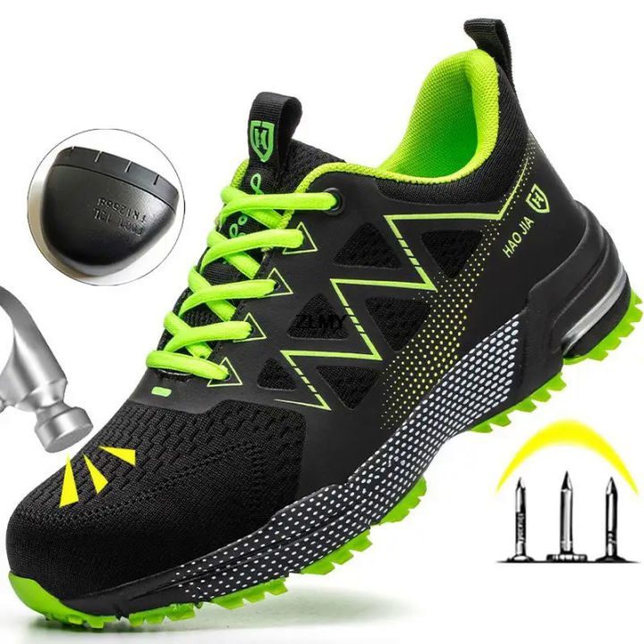 【selevn roind】 Anti-stab Safety Shoes Men Steel Toe Shoes Puncture Proof Breathable Work Safety Boots Man Construction Work Shoes Male Sneakers