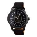Artificial Leather Analog Watch for Men - Black.