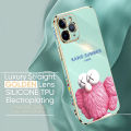 Hontinga for Infinix Note 8I Back Cover Luxury 6D Plating Pink Doll Side Pattern Case Soft Silicone Square Phone Cases.