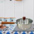 Stainless Steel Saucepan with Scale Wood Handle for Hotel Kitchen Camping Diameter 22cm. 