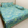 AC HOME TEX Cotton Fabric (সুতি কাপড়) Disital Printed 7 by 8 Feet Double King Size Bed Sheet With Two Matching Head Pillow Covers.. 