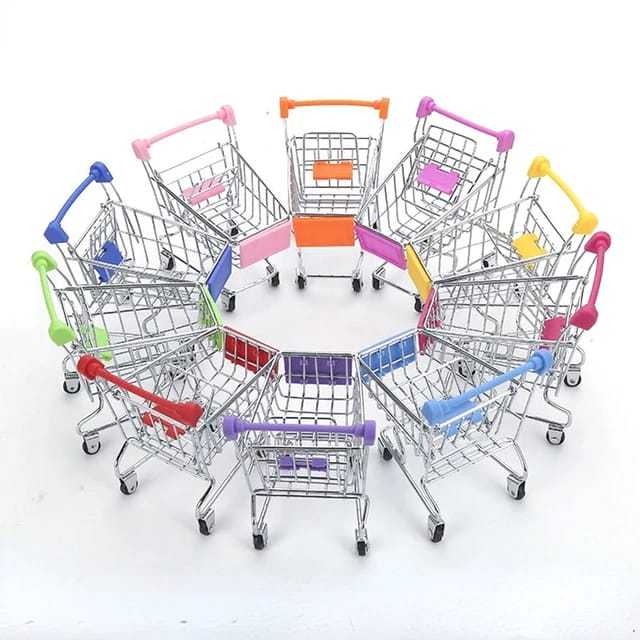 Cute Mini Shopping Cart Toy for Kids Pretend Toddler Gift/Showpiece