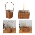 Wicker Rattan Flower Basket, Handwoven Basket with Handle and Insert, Wedding Flower Round. 