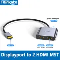 4K60Hz Displayport to 2HDMI Splitter Displayport HDMI Adapter DP to 2HDMI Hub MST Display for Laptop Monitor Desktop GraphicCard. 