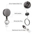 2 Pack Heavy Duty Retractable Badge Holder Reel,Metal ID Badge Holder with Belt Clip Key Ring for Name Card Keychain Black - Black. 