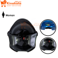 Open Face SMS Cap Helmet for Women – Half Face Pelion Helmet with Leather Wind Cover, ABS Shell, Visor Glass – Dame-Dude Open Face Bike Helmet for Motorcycle, Cycle, Scooter – Blue/Red/Green/Black/Grey/Pink.