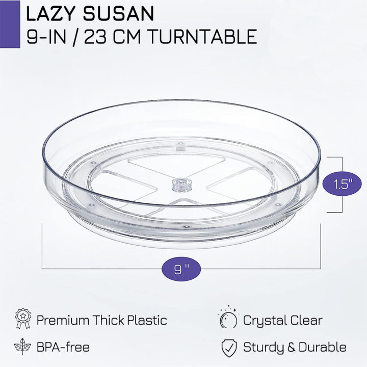 1PCS%209%20Inch%20Lazy%20Susan%20Spice%20Rack%20Organizer,%20360%20Degree%20Rotating%20Round%20Lazy%20Susan%20Turntable%20for%20Cabinet,%20Clear%20-%20Image%202