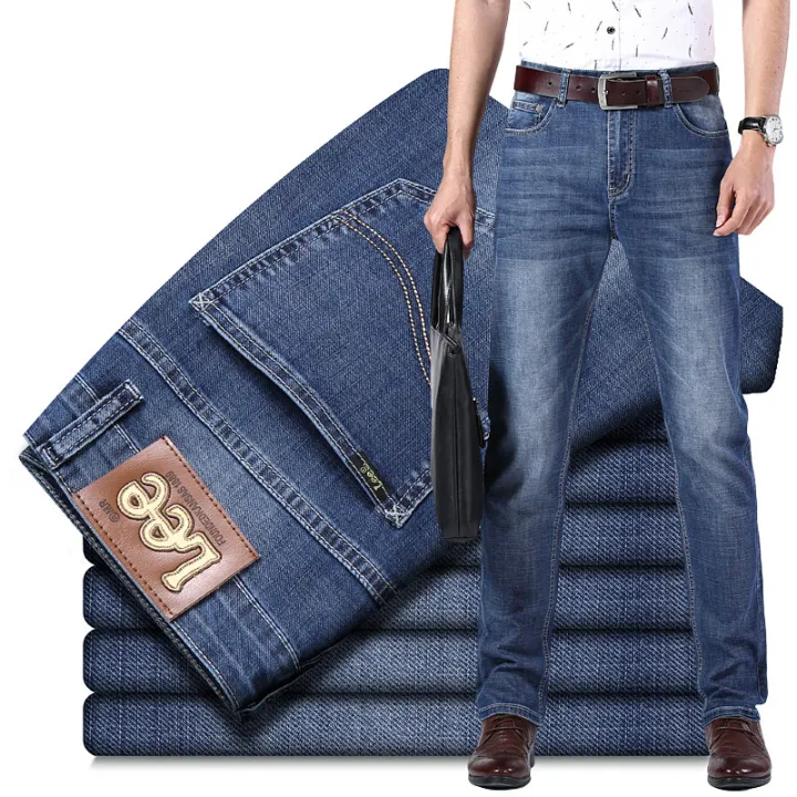 Lee%20dex%20Jeans%20Men's%20Straight%20Loose%20Elastic%20Business%20Casual%20Autumn%20and%20Winter%20Thick%20High-End%20Goods%20Long%20Jeans%20-%20Image%202