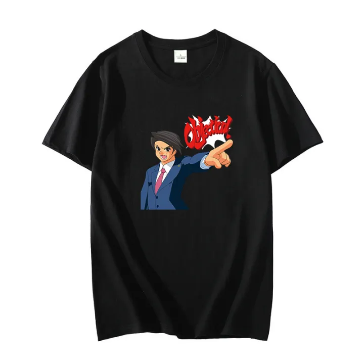 Ace%20Attorney%20Defense%20Courtroom%20Trial%20Video%20Game%20Objection%20Adult%20graphic%20t%20shirts%20Cotton%20Tees%20Tops%20Summer%20Harajuku%20Men's%20clothing%20-%20Image%202