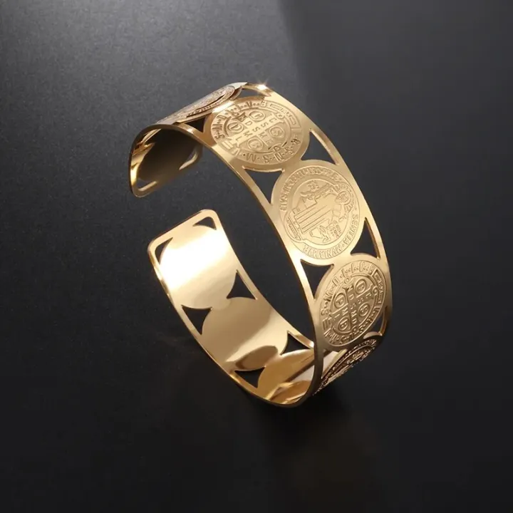Stainless%20Steel%20Vintage%20Catholic%20Medal%20San%20Benito%20Bracelet%20Father%20Open%20Titanium%20Bracelet%20Women's%20Men's%20Religion%20Christmas%20Gift%20-%20Image%204