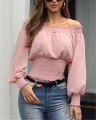 Hot Off Shoulder Autumn Chiffon Shirts Top Lady Women Long Sleeve Shirt Slim Casual Solid White Blouses.
