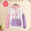 Super Quality Women Cute Bat Cat Printed Cotton Hoodie For Winter.