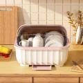 Dish Drying Rack Kitchen Utensils Drainer Rack with Folding Cover Cupboard Organizer Kitchen Storage Rack Countertop Dinnerware. 