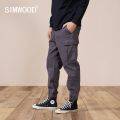 SIMWOOD Spring New Cargo Pants Men Garment Washed Vintage Drawstring Casual Trousers High Quality Brand Clothing.
